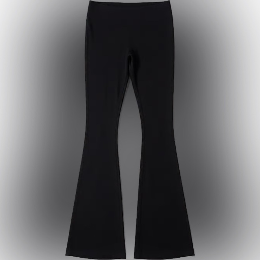 Splits59 Black Flared Pants with mesh and faux leather on the sides